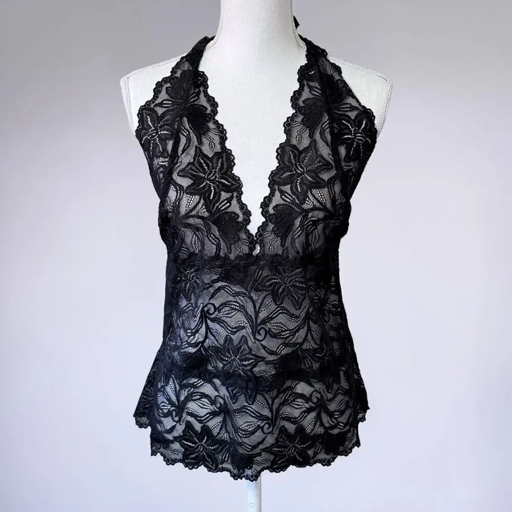 Lane Bryant Lingerie Black Lace Halter Top 22/24 3X